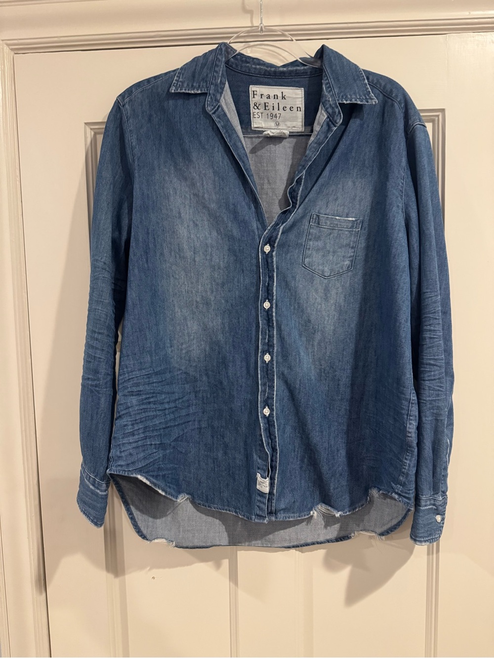 Frank & Eileen Men's Distressed Indigo Denim Button-Down Shirt